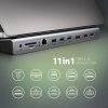 AXAGON HMC-4KX3 Wieloportowy hub USB 11in1, 5Gbps, 3x USB-A, 2x HDMI 4K/60Hz+ DP 4K/60Hz+ GLAN + SD/microSD + audio, PD 100W, 40